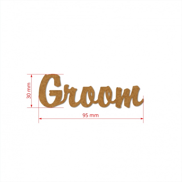 Text Groom, 3 cm, decupat din HDF