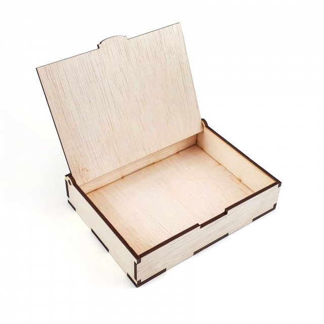 Cutiuță cu clapetă, 12×16×4 cm, asamblat, placaj lemn