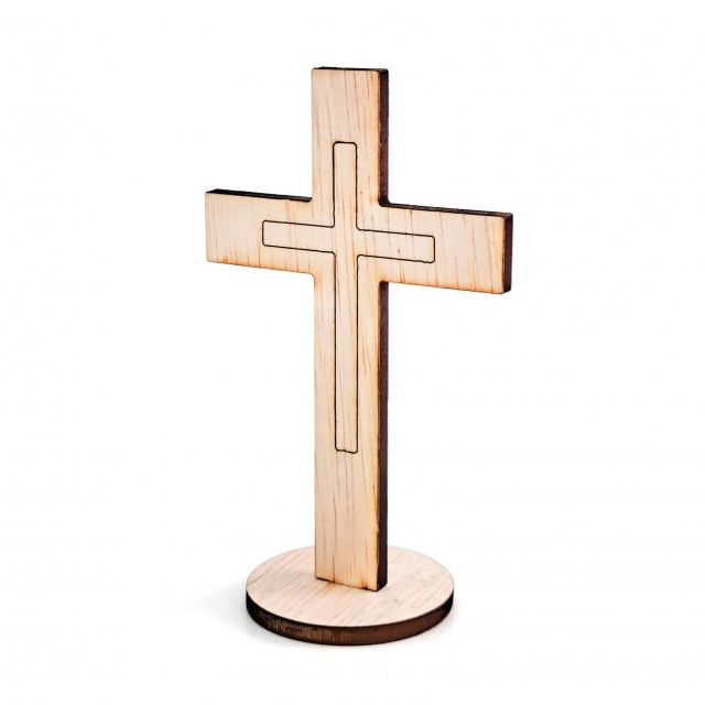 Cruce cu interior trasat și bază rotundă, 10×6,3 cm, placaj