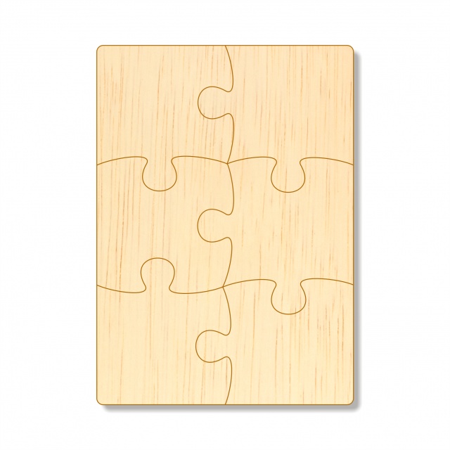 Puzzle dreptunghi 6 piese, 20×28 cm, placaj lemn :: 20×28 cm