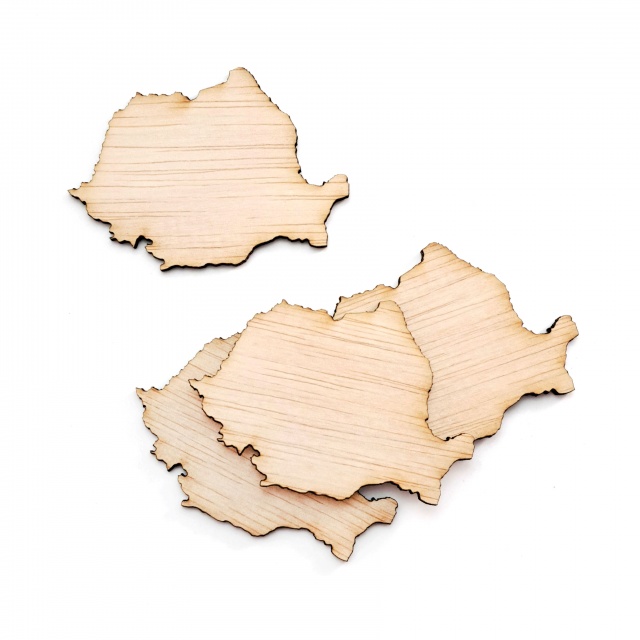 Harta României, 5,6×4 cm, placaj lemn