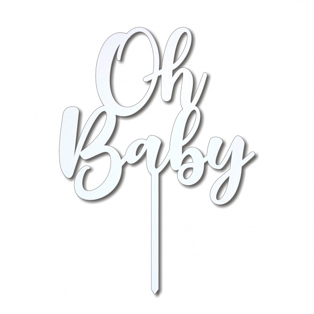 Topper Oh Baby, 14×19 cm, HDF alb