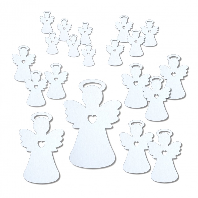 Set 20 îngerași Remiel cu glorie, 2,5-10 cm, HDF alb