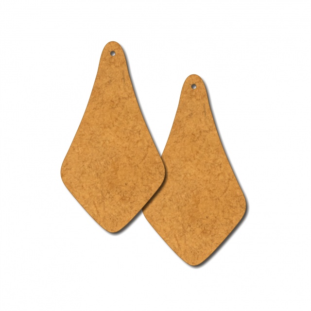 Romb alungit bază cercei, 3×5,5 cm, HDF natur, 2 buc.