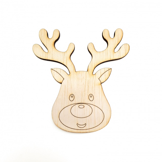 Cap cerb ren, 4,8×6 cm, placaj :: 6 cm