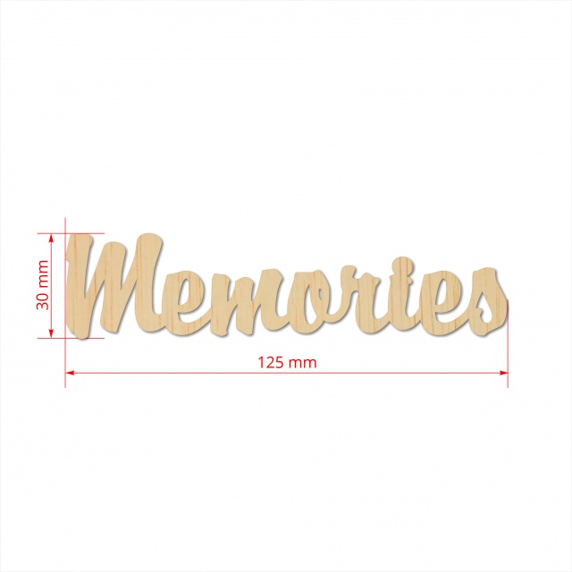 Text Memories, 3 cm, decupat din placaj