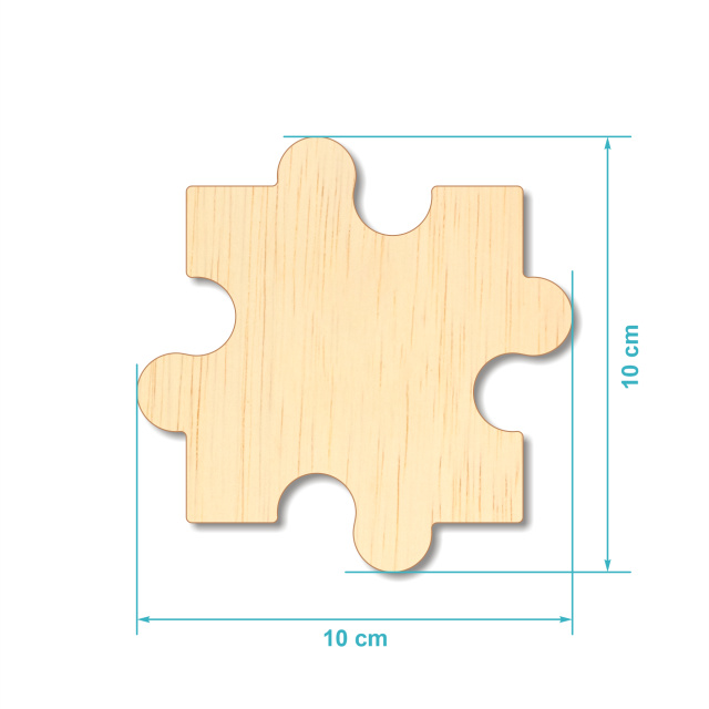 Piesă puzzle, 10×10 cm, placaj lemn :: 10 cm