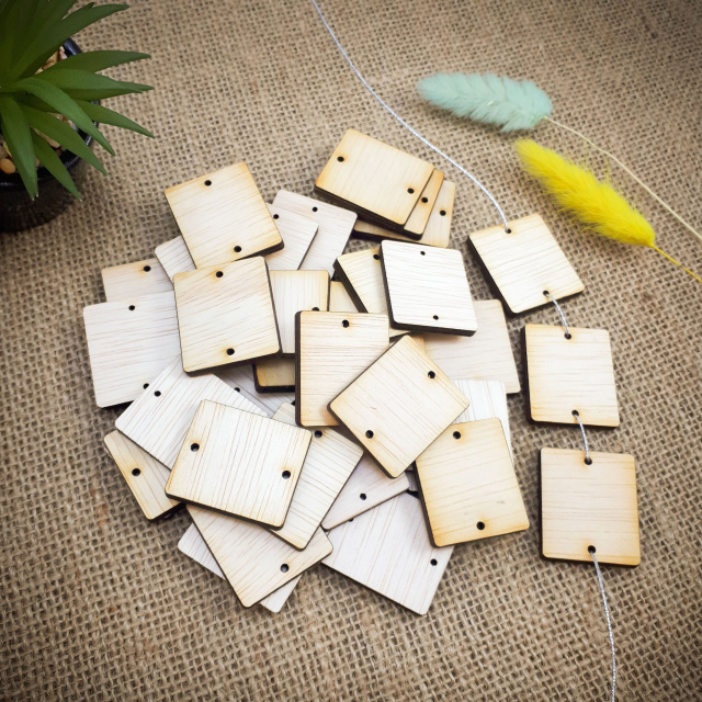 Dreptunghi, 36 buc, 3x3,5 cm, placaj lemn natur