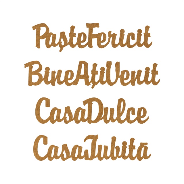 Text Bine Ați Venit, 3 cm, decupat din HDF