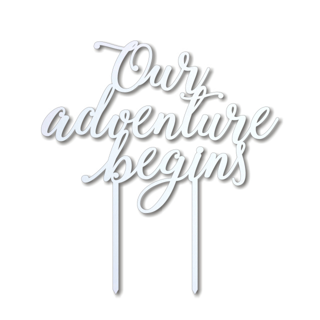 Topper Our adventure begins, 15×16 cm, HDF negru :: Lemn