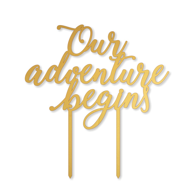 Topper Our adventure begins, 15×16 cm, HDF negru :: Lemn