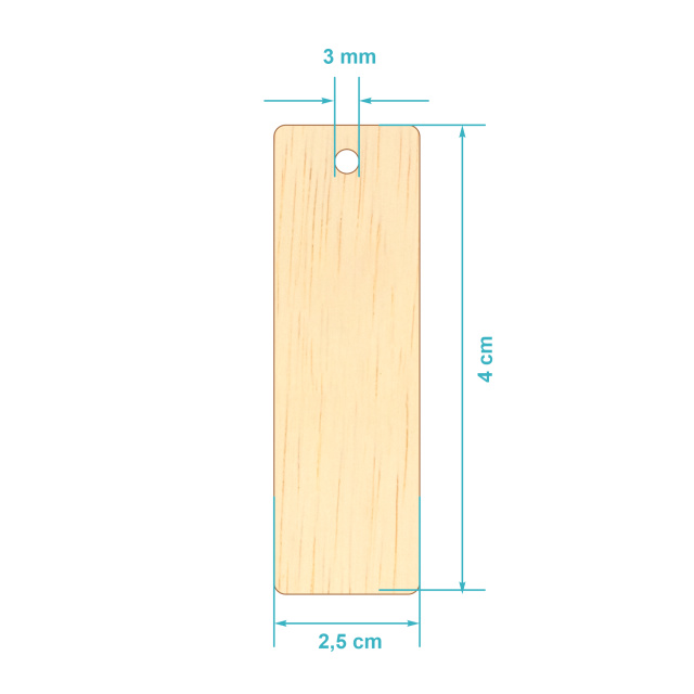 Dreptunghi, 1,8×5,8 cm, placaj lemn natur