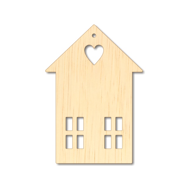 Căsuță cu ferestre, 4,2×6 cm, placaj lemn  :: 6 cm