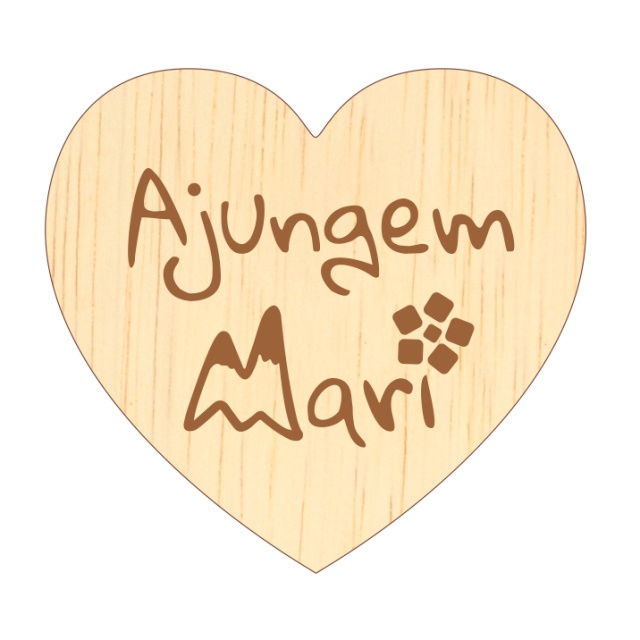 Unicat - Inima gravata sigla Ajungem Mari, 4x3,7 cm, placaj