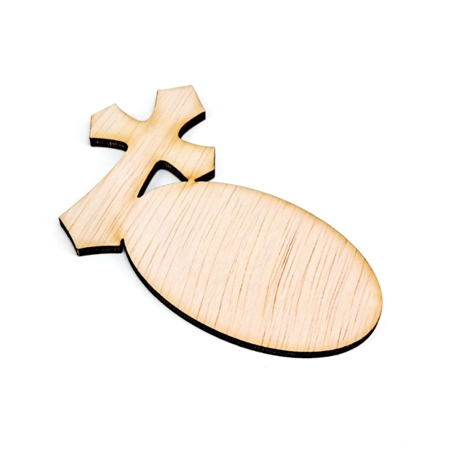 Oval cu cruce evazată, 15×10,5 cm, placaj lemn :: 15 cm