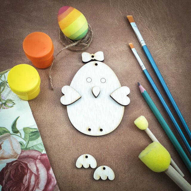 Pui creativ 15 cm, 7 piese, placaj