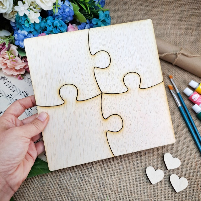 Puzzle pătrat 4 piese, 20×20 cm, placaj lemn :: 20 cm