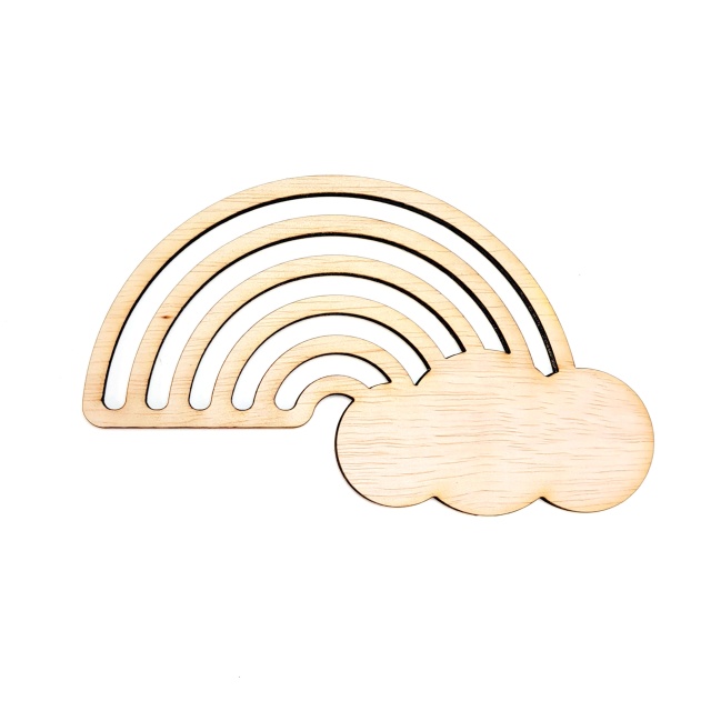 Curcubeu cu norișor, 10×6 cm, placaj lemn natur :: 10 cm