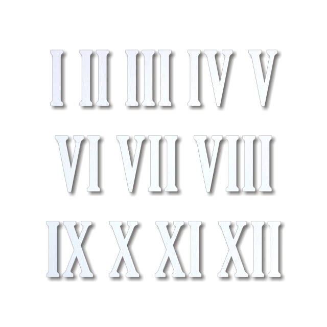 Cifre romane pentru ceas 1-12, 2 cm, HDF alb