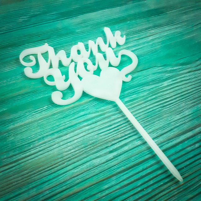 Topper Thank You, 10×16,5 cm, plexi alb