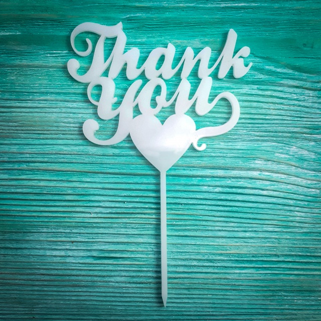Topper Thank You, 10×16,5 cm, plexi alb