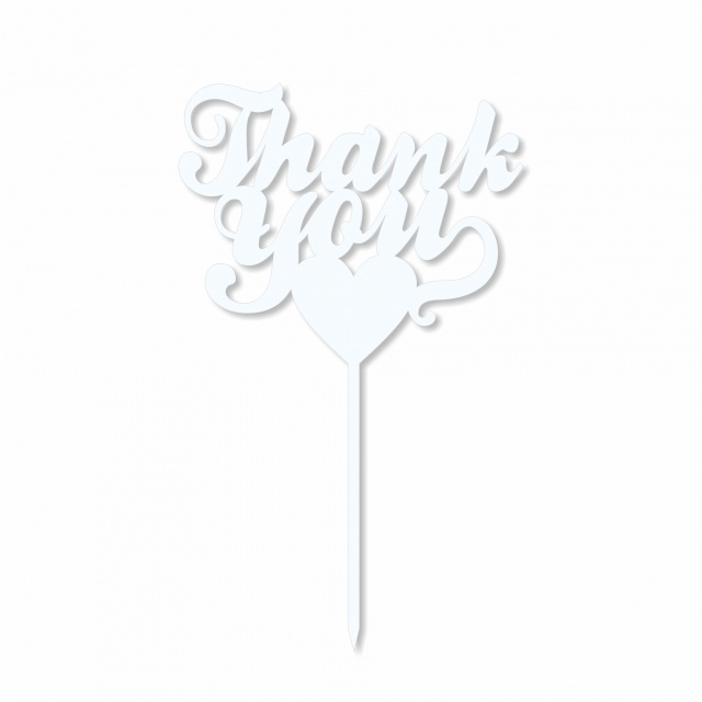 Topper Thank You, 10×16,5 cm, plexi alb