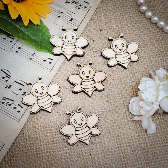 Albină, 3,7×3,5 cm, placaj lemn natur :: 3,5 cm