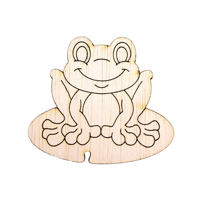 Broască pe frunză, 5×4 cm, placaj lemn :: 5×4 cm