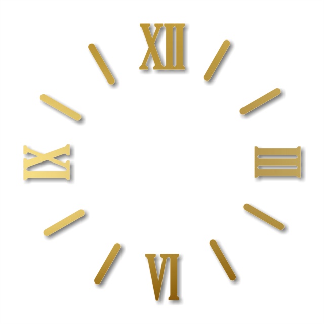 Cifre romane pentru ceas 3-6-9-12 și 8 linii, 2,5 cm, plexi oglindă aurie :: 2,5 cm