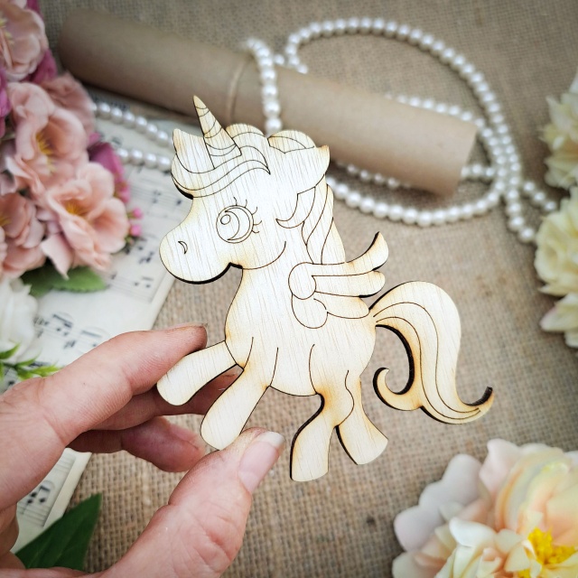 Unicorn, 8×10 cm, placaj lemn