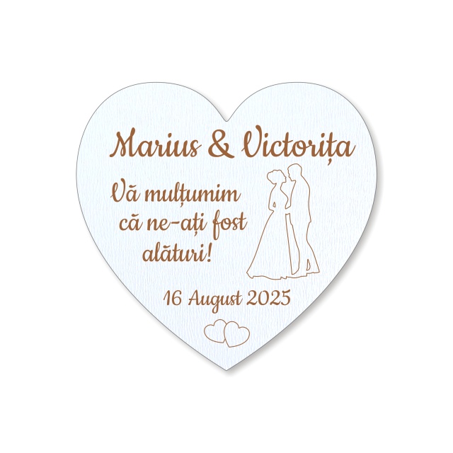 Inimioară gravată cu miri, 6,5×6,2 cm, placaj