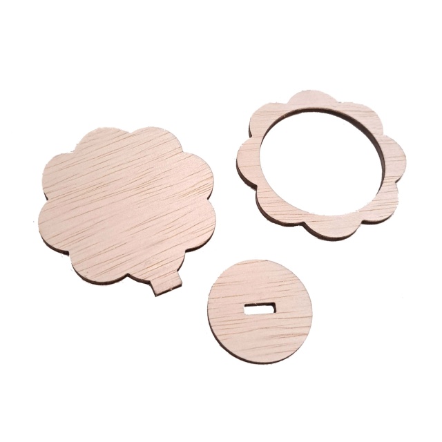 Floare 8 petale cu bază, strat dublu, Ø9 cm, placaj :: Ø 9 cm