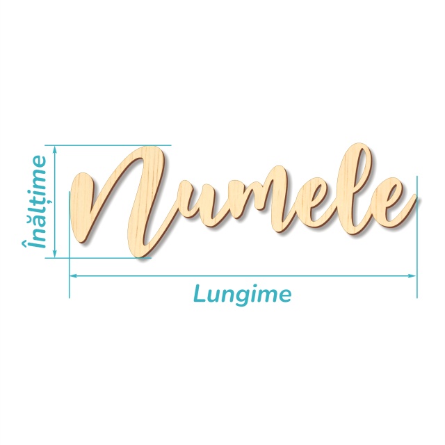 Nume pentru aniversare scris caligrafic, max. 80 cm lung, placaj lemn :: 80 cm