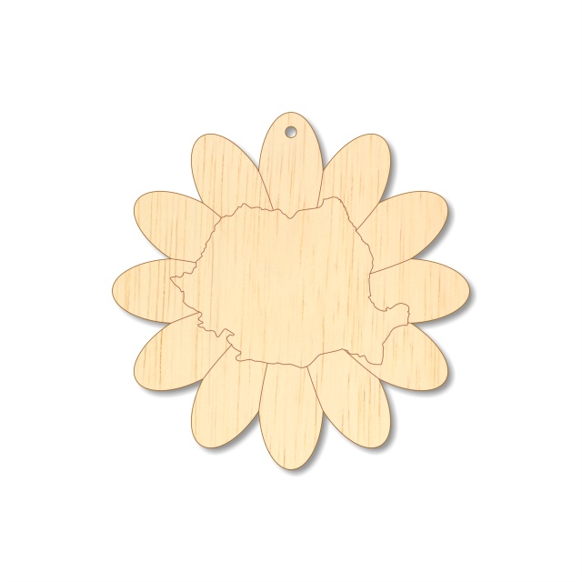 Floare cu harta României, 10×10 cm, placaj lemn :: 10 cm