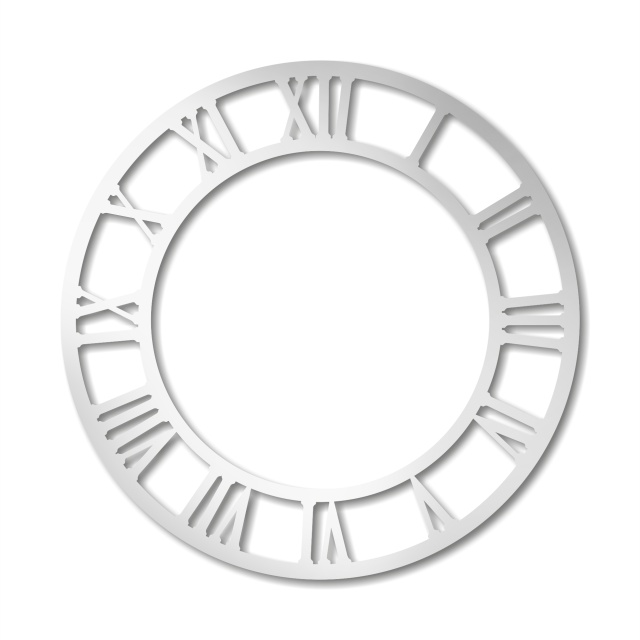 Cadran ceas cu cifre romane, Ø30 cm, plexi auriu oglindă :: 30 cm