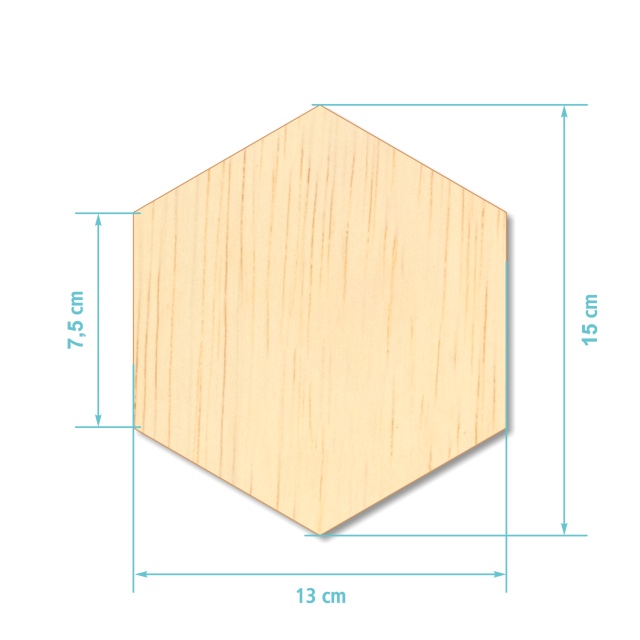 Hexagon, 13x15 cm, placaj lemn natur :: 13x15 cm