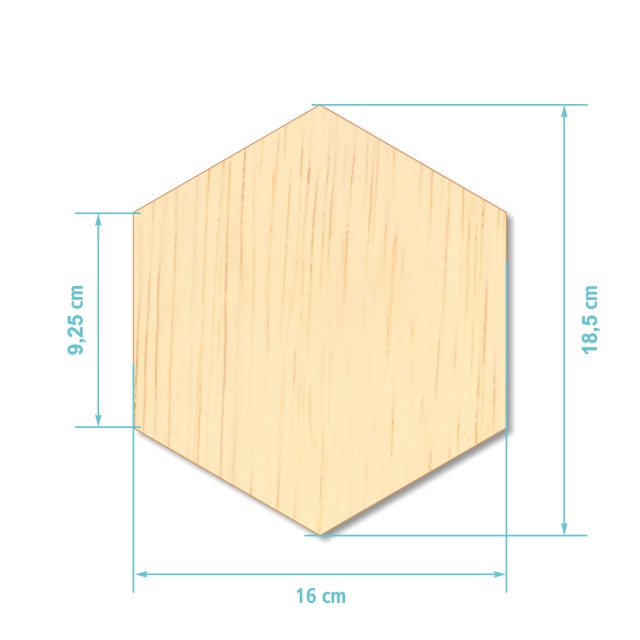 Hexagon, 16x18,5 cm, placaj lemn natur :: 16x18,5 cm