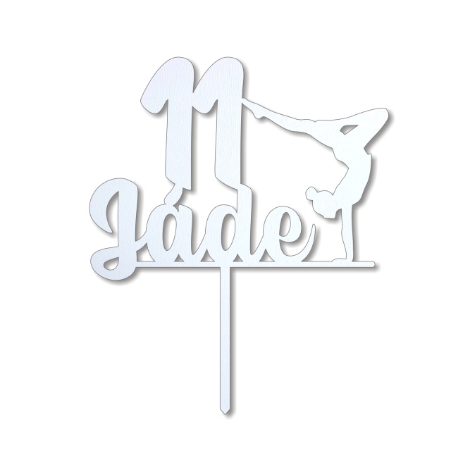 Topper personalizat cu gimnastă, 15×18 cm, HDF alb