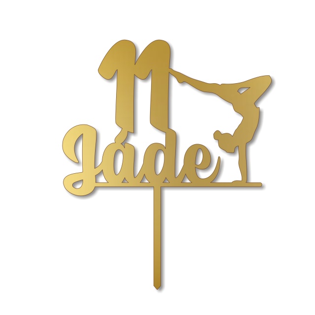 Topper personalizat cu gimnastă, 15×18 cm, HDF alb