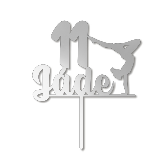 Topper personalizat cu gimnastă, 15×18 cm, HDF alb