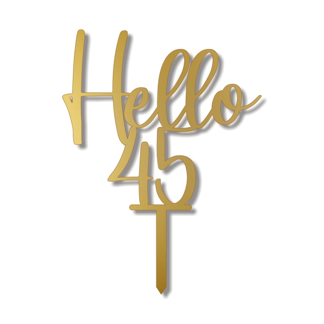 Topper Hello cu vârsta împlinită, 13×17 cm, HDF negru