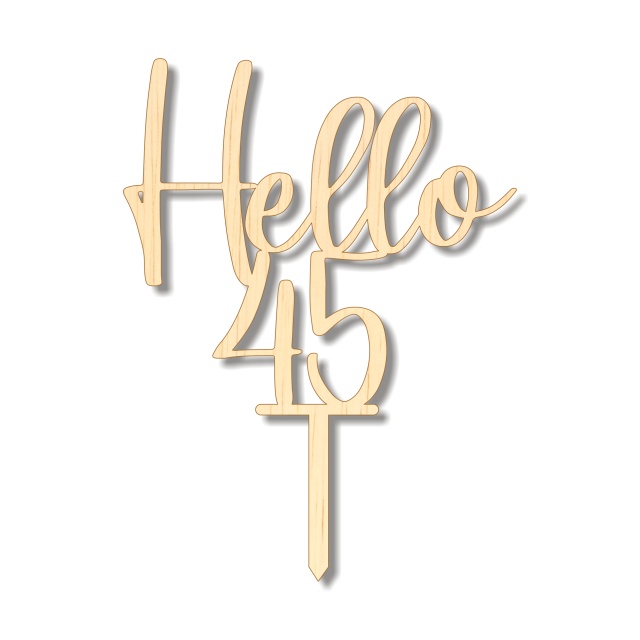 Topper Hello cu vârsta împlinită, 13×17 cm, HDF negru