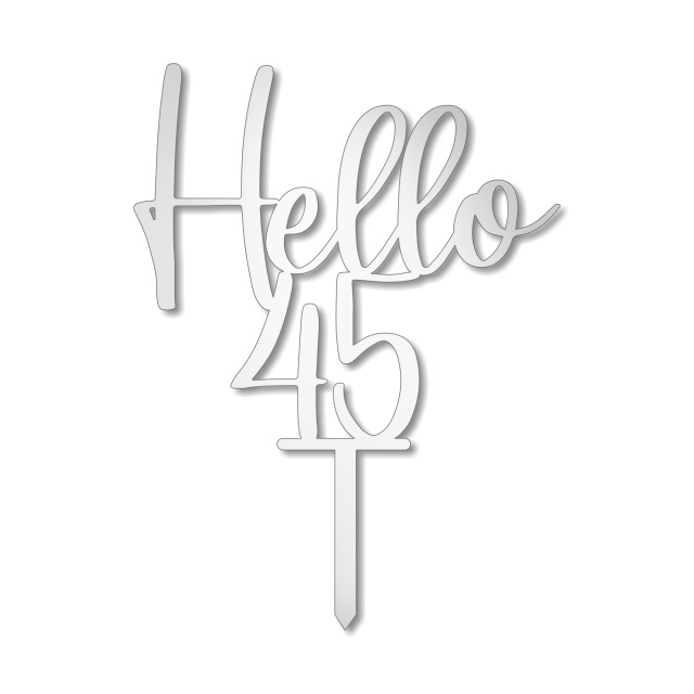 Topper Hello cu vârsta împlinită, 13×17 cm, HDF negru