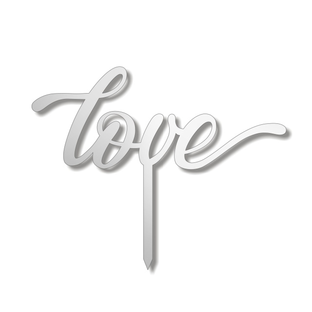 Topper LOVE, 12,5×10 cm, plexiglas oglindă aurie