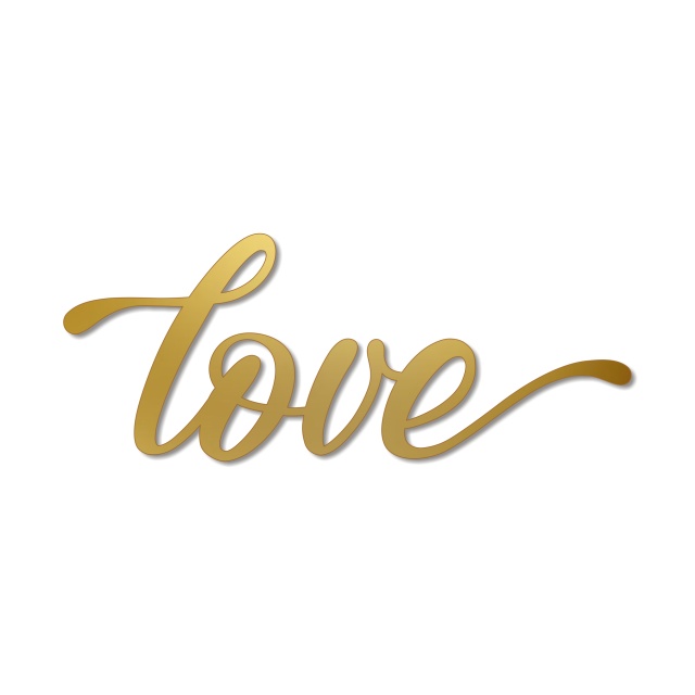 Decor tort LOVE, 12,5×5 cm, plexiglas oglindă aurie