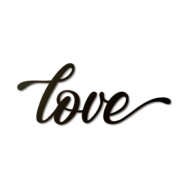 Decor tort LOVE, 12,5×5 cm, plexiglas oglindă aurie