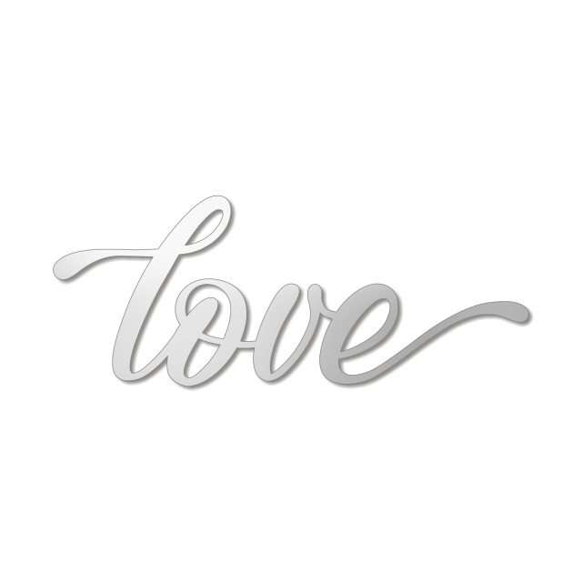 Decor tort LOVE, 12,5×5 cm, plexiglas oglindă aurie