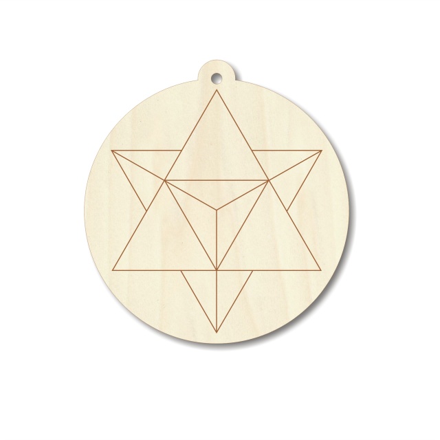 Medalion Merkaba, Ø6 cm, placaj lemn