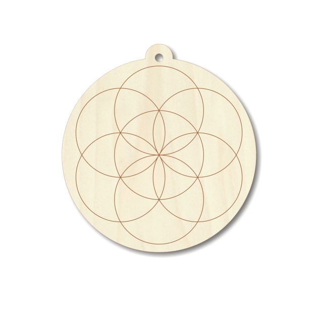 Medalion Seed of Life, Ø6 cm, placaj lemn