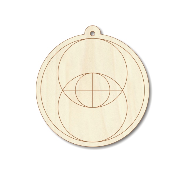 Medalion Vesica Piscis, Ø6 cm, placaj lemn